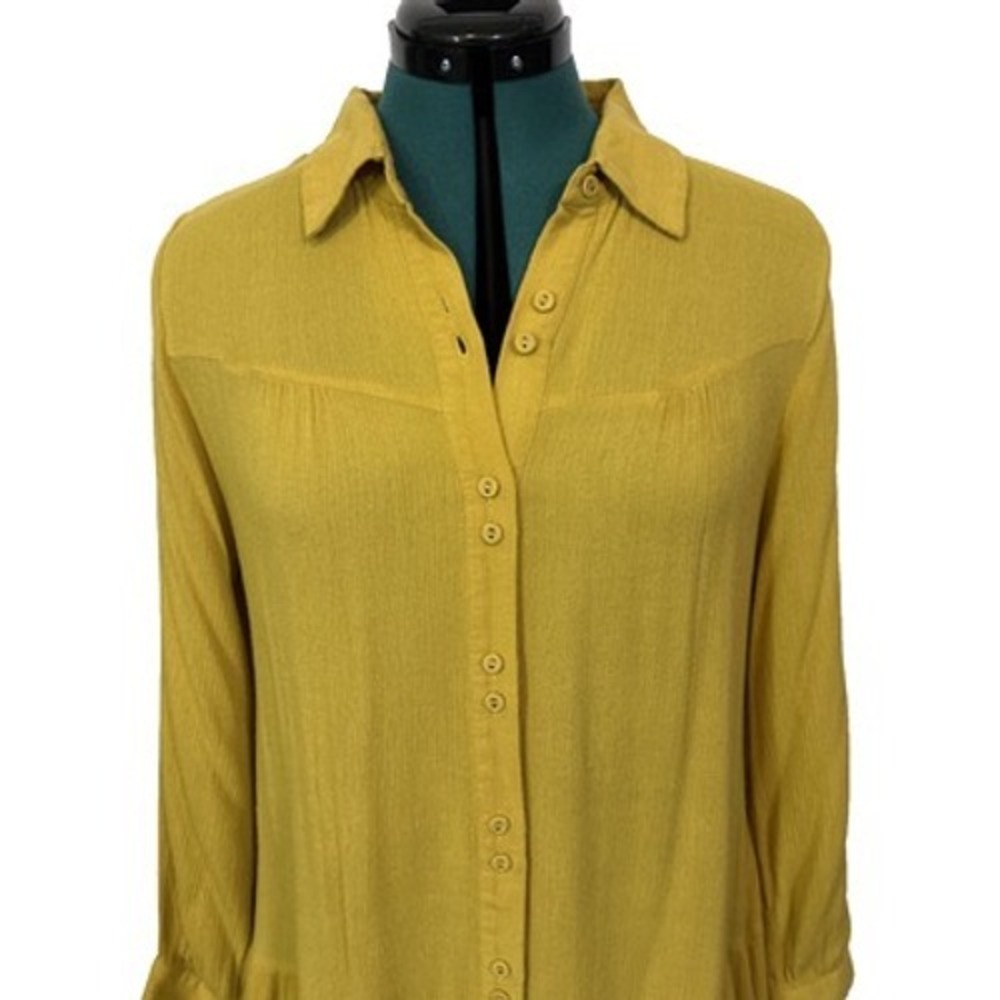 Soft Surroundings Tunic Top Women PM Mustard Yellow Excellent - Picture 2 of 9